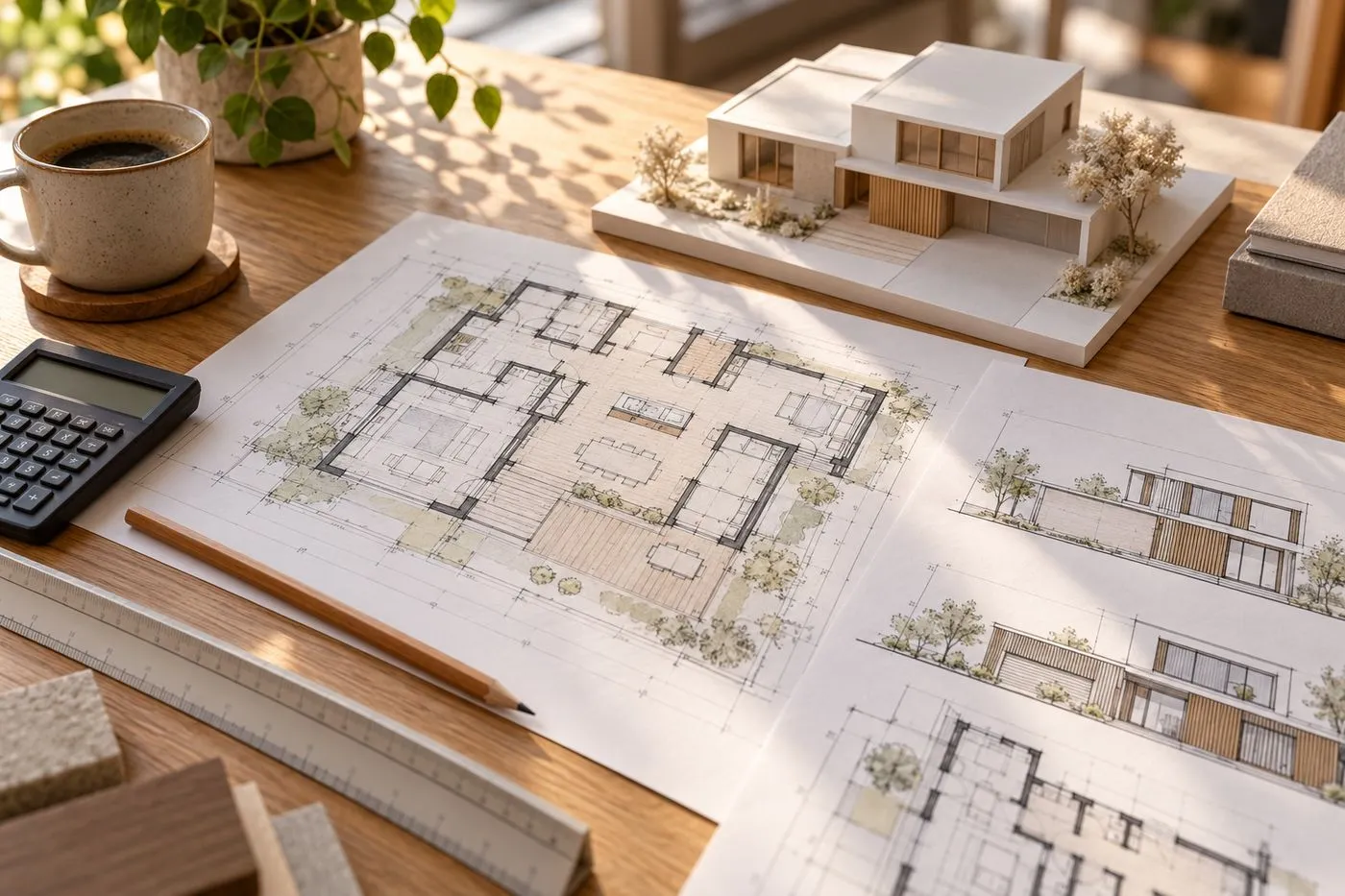 Plans d'architecte et chiffrage du budget de construction d'une maison neuve